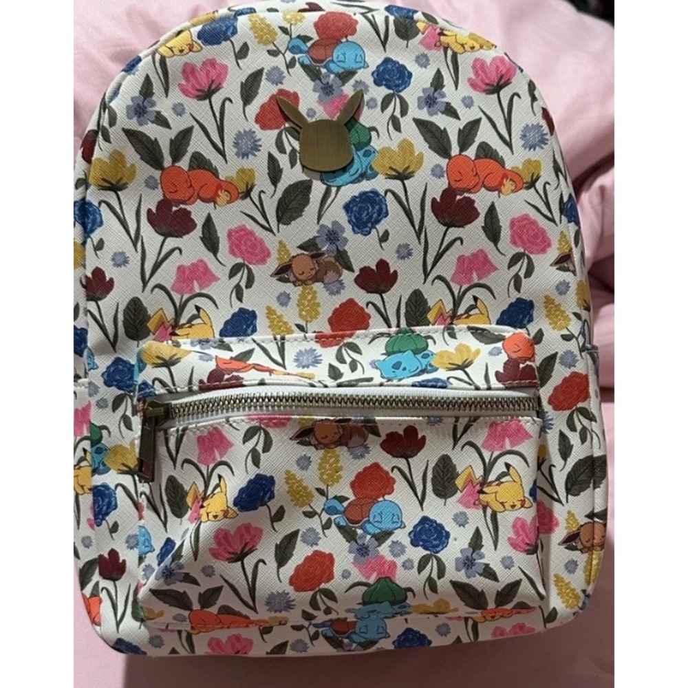 Bioworld Pokemon Mini Backpack Unisex One Size White Floral Sleeping Pikachu